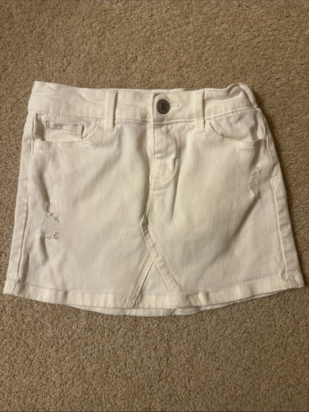 SO Girls' White Denim Skirt with Subtle Distress sz 8